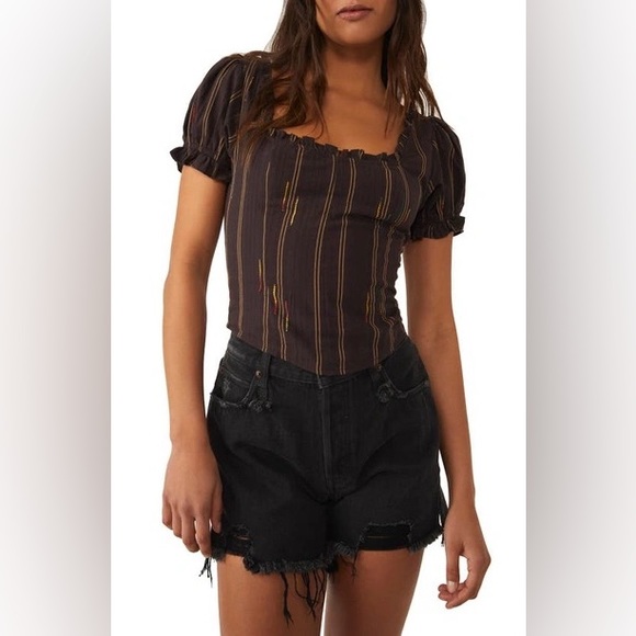 NWT Free People serotonin corset top in brown S - Picture 2 of 8